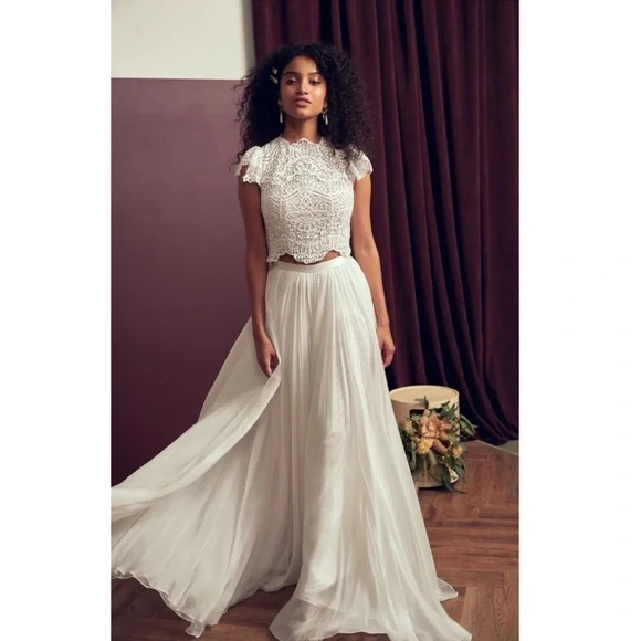 NWT BHLDN Catherine Deane Delia Silk Chiffon Skirt 10 - Picture 1 of 11